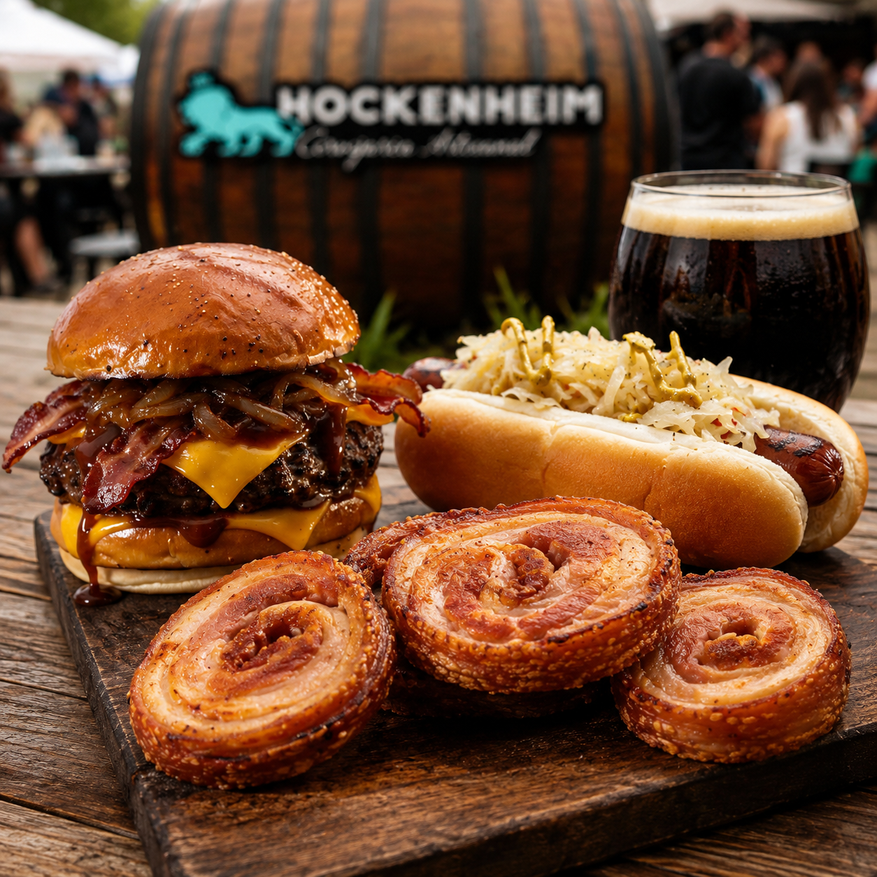 Estação de open food com pratos alemães servidos na Oktoberfest
